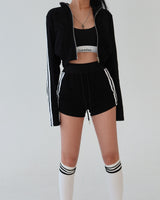 Track zip-up shorts two-piece set