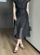 26SS★ Forven Hanek Wrinkle Banding Wrap Long One Piece