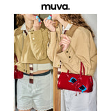 muvaレザー ピローシェイプ ハンドトート 2WAYショルダーバッグ
