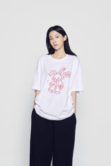 24FWハンドスケッチラビットショートスリーブTシャツホワイト