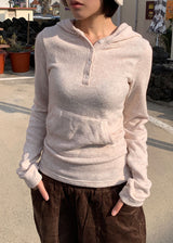 WOOL BUTTON HOOD TEE