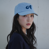 アーガイル ストライプ デニム ピルボックス キャップ (Blue Denim)