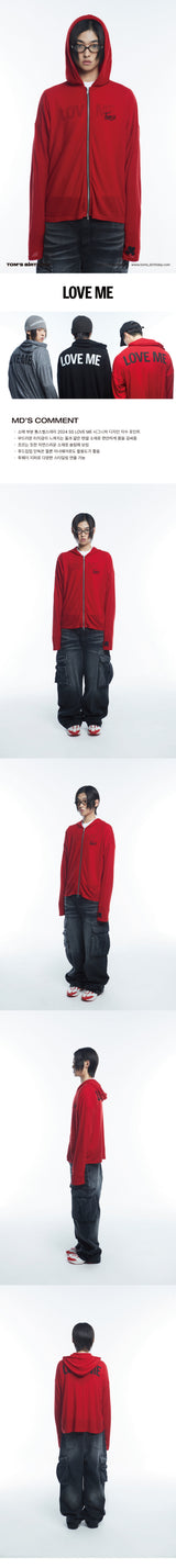 LOVE ME スリーブフーディージップアップ RED