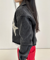 バックスターポイントダメージダークブルーデニムジャケット🖤