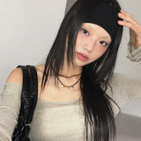 ヨベルバケーションリゾートルック y2k リブドワイドヘアバンド