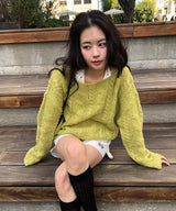 シナモンケーブルニット_オリーブ