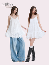 Punching Daisy White Sleeveless Dress 