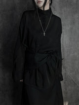 シフォンスカーフハイネックシャツ (2color)