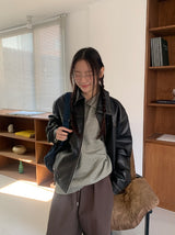 Huble Color Button Wool Collar Over Knit