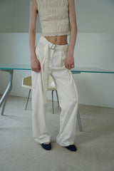 Linen belted pants_ivory