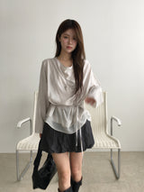 Deep drape scarf blouse