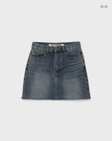 [B-DENIM] CUTTING MINI SKIRT 030