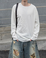 Sheer Raw-Edge Waffle Long Sleeve