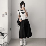 フランカー フラッフィー レタリング ネック カラーリング クロップ ショートスリーブ Tシャツ (3 colors)