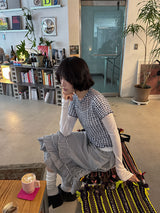 LACE CHECK TEE