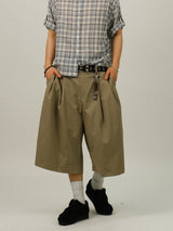 RU Cotton Two-tuck Bermuda Slacks