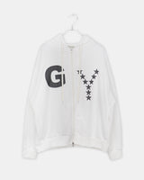 Kuhi Printing Strap Two-Way Zipper Loose Fit Hoodie Zip-Up