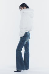 FOX FUR DOWN JACKET white
