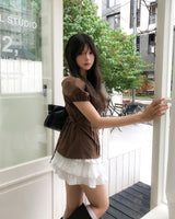 May Ribbon Pintuck Puff Blouse