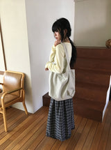 ヴァード スモックド バンディング フリル チェック ロングスカート
