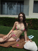 leopard flower bikini set