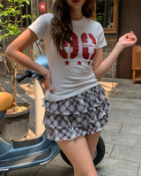 90 プリント半袖スリムTシャツ