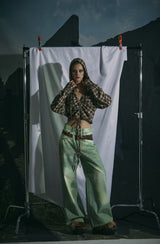 CHECK SHIRRING BLOUSE