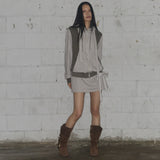 DYE-WASH TIE SKIRT (BROWN) F25ZD968