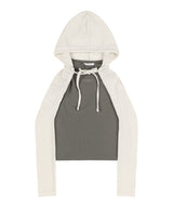 KNITTED HOOD BOLERO SET UP (BEIGE)_F24ZB073