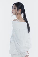スペルオフショルダースウェットシャツ white