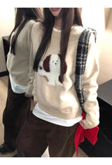 ブラウンフラワーウールフリースジップアップ