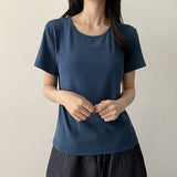 デイリーイェオリフィットベーシックUネックプレインショートスリーブTシャツ