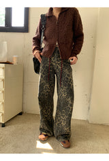 Leopard Cotton Wide Pants