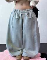 Balloon Wide Collie Belt Color-Point Fleece Balloon Wide Pants 🖤💜 5COLOR