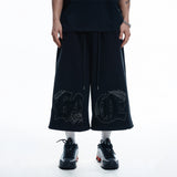 ENOE Patch Sweat Bermuda Pants - BLACK