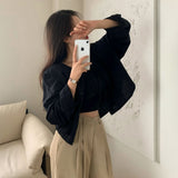 [BELLIDE MADE] lルーズフィッティングカラーレスコットンシャツ