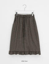 Kalmo Frill Check Banding Midi Skirt