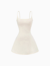 BACK OPEN FLARE MINI DRESS IN IVORY