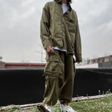 grunge plain shirt_khaki