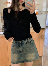#Wrap Button Layered Knit (3color)