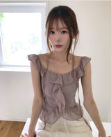 clarity off ruffle & chiffon blouse