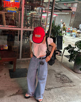 ライトブルーポルカドッツアンドワイドパンツ