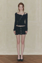 CUT-OUT LAYERED TEE black