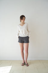 T/T Standard v-neck knit- ivory