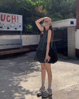 Gon checkered frill mini dress