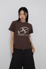 Big Graphic Logo Crop Tee Brown