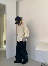 Hibom ウォッシングワイドバルーンデニムパンツ