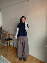 [unisex] ダラスピンタックコットンバンディングワイドパンツ