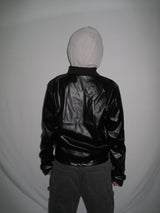 Leather Jersey Zip-Up Jacket