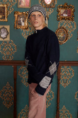 ARGYLE ZIP-UP KNIT / NAVY